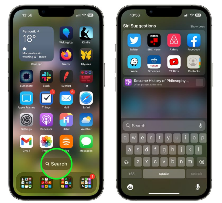 肥城苹果手机维修分享升级到 iOS 16 后，如何删除主屏幕上的搜索按钮 