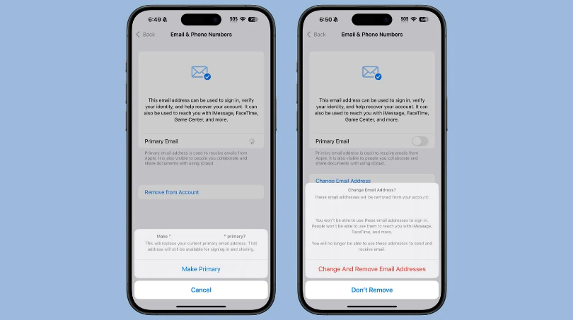 肥城苹果手机维修分享苹果 iOS 18.1 支持设置“主要”邮箱地址并更改 iCloud 邮箱 
