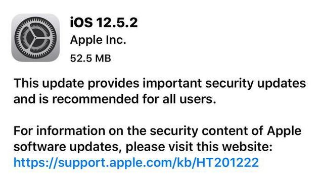 肥城苹果手机维修分享iOS12.5.2发布，建议所有老苹果用户安装 
